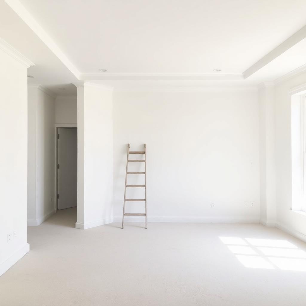Room with smooth repaired drywall walls and ceiling ready for paint
