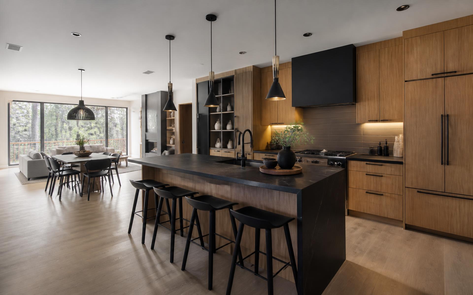 Modern remodeled kitchen and living space in a Seattle area home